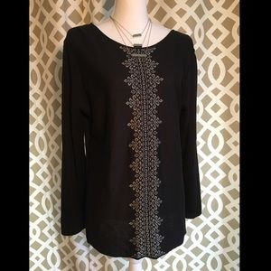 NIC + ZOE, black & silver draped sweater, size M